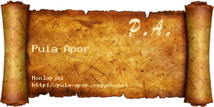 Puia Apor névjegykártya